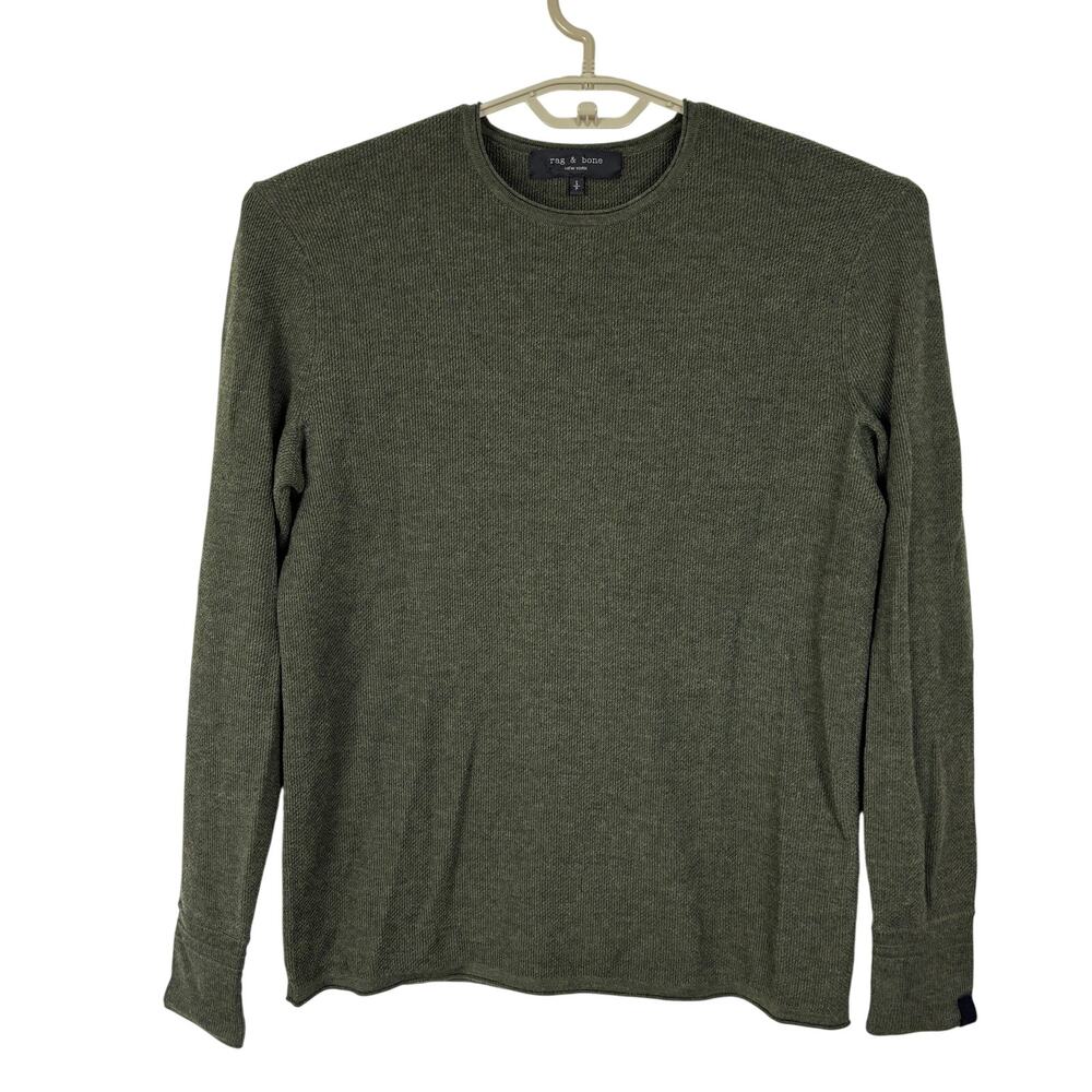 rag & bone Green Merino Wool Long Sleeve Crewneck Sweater Small